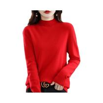 Suéter Feminino De Lã Pura 100% Com Gola Alta, Pulôver De Cashmere, Top Casual Em 19 Cores
