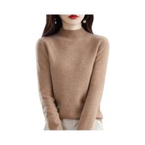 Suéter Feminino De Lã Pura 100% Com Gola Alta, Pulôver De Cashmere, Top Casual Em 19 Cores