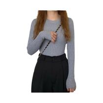 Suéter Feminino De Manga Longa Com Gola Redonda, Tricô, Moda Outono Inverno, Pullover Básico Sólido