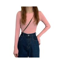 Suéter Feminino De Manga Longa Com Gola Redonda, Tricô, Moda Outono Inverno, Pullover Básico Sólido
