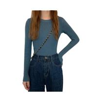 Suéter Feminino De Manga Longa Com Gola Redonda, Tricô, Moda Outono Inverno, Pullover Básico Sólido