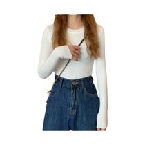 Suéter Feminino De Manga Longa Com Gola Redonda, Tricô, Moda Outono Inverno, Pullover Básico Sólido