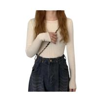 Suéter Feminino De Manga Longa Com Gola Redonda, Tricô, Moda Outono Inverno, Pullover Básico Sólido