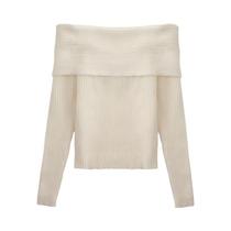 Suéter Feminino De Manga Longa Com Ombros Descobertos, Moda Primavera Inverno, Pullover Suéter Feminino De Manga Longa Com Ombros Descobertos, Moda Primavera Inverno, Pullover