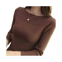Suéter Feminino De Manga Longa Sólido Para O Inverno, Elegante, Gola O, Pullover Tricotado, Top De