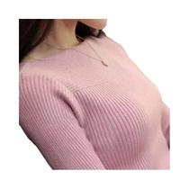 Suéter Feminino De Manga Longa Sólido Para O Inverno, Elegante, Gola Redonda, Tricô, Pulôver Para