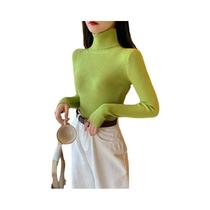 Suéter Feminino De Manga Longa Tricotado Com Gola Alta, Pullover Macio E Quente Para Outono E