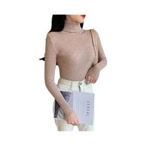 Suéter Feminino De Manga Longa Tricotado Com Gola Alta, Pullover Macio E Quente Para Outono E