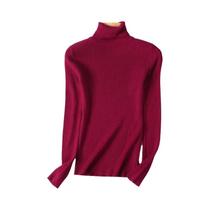 Suéter Feminino De Manga Longa Tricotado Com Gola Alta, Pullover Macio E Quente Para Outono E - NONE