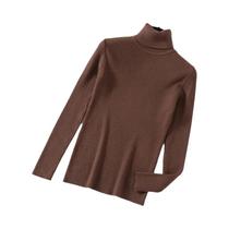 Suéter Feminino De Manga Longa Tricotado Com Gola Alta, Pullover Macio E Quente Para Outono E - NONE