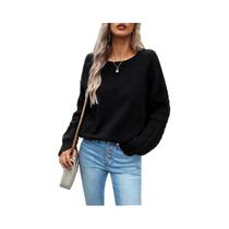 Suéter Feminino De Manga Longa Tricotado Com Gola Redonda Outono Inverno Elegante Em Cor Sólida Para Suéter Feminino De Manga Longa Tricotado Com Gola Redonda Outono Inverno Elegante Em Cor Sólida Para