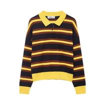 Suéter Feminino De Outono Com Listras E Manga Comprida, Casual, Solto, Estilo Streetwear, Tops - nlzgmsj