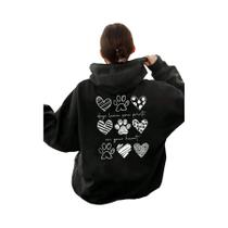 Suéter Feminino De Outono Inverno Com Estampa De Patas De Cachorro Criativo Moda Pullover