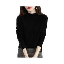 Suéter Feminino De Pulôver Com Gola Alta Para Outono E Inverno, Malha Casual, Tops Básicos Macios