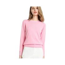 Suéter Feminino De Tamanho Grande, Slim, Gola O, Em Mistura De Lã Cashmere, Camiseta De Malha De