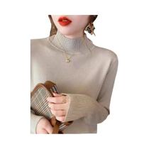 Suéter Feminino De Tricô Gola Alta Manga Longa Macio E Quente Para Outono Inverno - Blusa Solta E