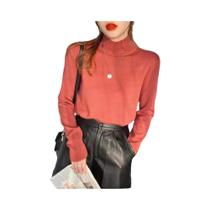 Suéter Feminino De Tricô Gola Alta Manga Longa Macio E Quente Para Outono Inverno - Blusa Solta E