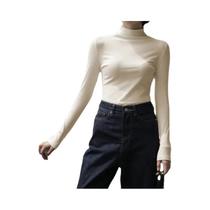 Suéter Feminino De Tricô Gola Alta Manga Longa Slim Fit Estilo Coreano Harajuku Pulôver