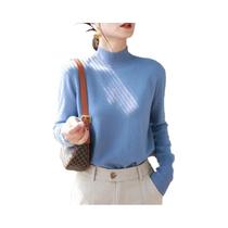 Suéter Feminino De Tricô Gola Alta Manga Longa Slim Macio E Quente Para Outono Inverno - Moda Top