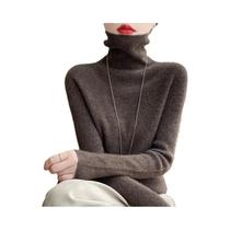 Suéter Feminino De Tricô Gola Alta Outono Inverno, Blusa Elegante De Manga Longa Com Alta
