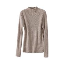 Suéter Feminino De Tricô Gola Alta Outono Inverno Manga Longa Elegante E Moderno - AOSSVIAO