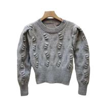 Suéter Feminino De Tricô Gola O Manga Longa Vazado Crochê Cor Sólida Para Outono Inverno