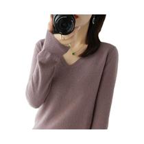 Suéter Feminino De Tricô Gola V Manga Longa Para Outono Inverno, Moda Coreana, Quente E Ajustado