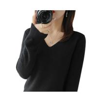 Suéter Feminino De Tricô Gola V Manga Longa Para Outono Inverno, Moda Coreana, Quente E Ajustado