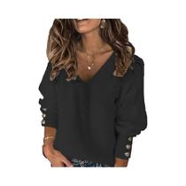 Suéter Feminino De Tricô Gola V Outono Inverno Ajuste Fino Manga Longa Macio Elástico Casual Suéter Feminino De Tricô Gola V Outono Inverno Ajuste Fino Manga Longa Macio Elástico Casual