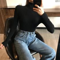 Suéter Feminino De Tricô Grosso Canelado Com Gola Alta, Manga Longa, Ajuste Fino, Macio E Quente
