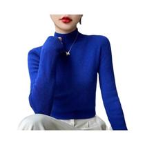 Suéter Feminino De Tricô Grosso Liso Com Gola Alta Estilo Coreano Harajuku Slim Fit Pulôver Outono