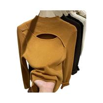 Suéter Feminino De Tricô Justo Para Outono/Inverno, Manga Longa, Casual, Elástico, Ajuste Slim