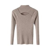 Suéter Feminino De Tricô Justo Para Outono/Inverno, Manga Longa, Casual, Elástico, Ajuste Slim