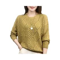 Suéter Feminino De Tricô Vazado Para Primavera, Solto, De Manga Comprida, Moderno, Estilo Pulôver