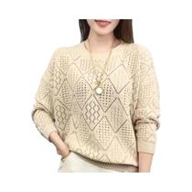 Suéter Feminino De Tricô Vazado Para Primavera, Solto, De Manga Comprida, Moderno, Estilo Pulôver Suéter Feminino De Tricô Vazado Para Primavera, Solto, De Manga Comprida, Moderno, Estilo Pulôver