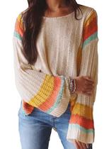Suéter feminino Dokotoo Primavera Verão Color Block Knit XL