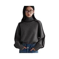 Suéter Feminino Elegante De Tricô Com Capuz, Gola Alta, Manga Longa, Quente, Moda Outono Inverno Suéter Feminino Elegante De Tricô Com Capuz, Gola Alta, Manga Longa, Quente, Moda Outono Inverno