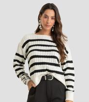 Suéter Feminino Em Tricot Listrado Dianna Bege Suéter Feminino Em Tricot Listrado Dianna Bege