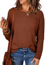 Suéter feminino EVALESS, moderno, moderno, de outono, tricotado, castanho