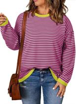 Suéter feminino Eytino plus size casual listrado colorido