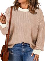 Suéter feminino Eytino Plus Size com gola redonda laranja 3X