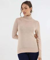 Suéter Feminino Gola Alta Botões Marisa Bege-53371