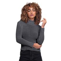 Suéter Feminino Gola Alta Liso Malha Canelada Blusa Grossa Inverno Blusinha Manga Longa Outono Casual Moderna Chic Suéter Feminino Gola Alta Liso Malha Canelada Blusa Grossa Inverno Blusinha Manga Longa Outono Casual Moderna Chic