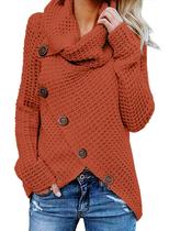 Suéter feminino GRECERELLE de gola alta, robusto, laranja, vermelho, 2GG