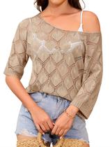 Suéter feminino Jiflora, moda, verão, sem ombros, damasco, S