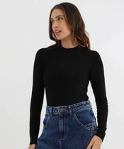 Suéter Feminino Liso Gola Careca Marisa Preto-49875