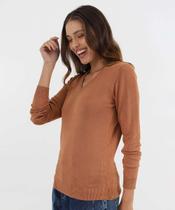 Suéter Feminino Liso Gola V Marisa Marrom-49867