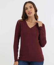 Suéter Feminino Liso Gola V Marisa Vinho-49871