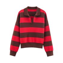 Suéter Feminino Listrado De Tricô Manga Longa Estilo Vintage Chique Outono Pulôver High Street Suéter Feminino Listrado De Tricô Manga Longa Estilo Vintage Chique Outono Pulôver High Street