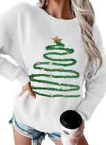 Suéter feminino MARZXIN, estampa de Natal de 2024, Feliz Natal